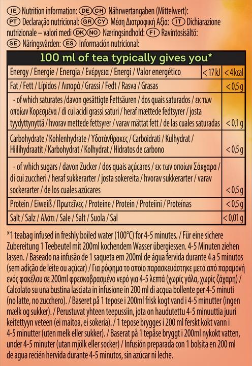 Valeurs nutritives et ingrédients Lipton Sachets de thé Infusion Camomille 20 pièces, Type de thé/infusion (36 g)