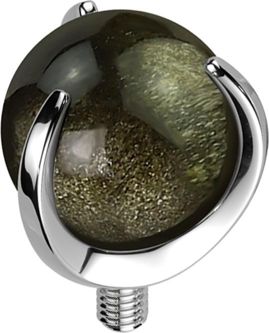 Produktbild Star Piercing Dermal Anchor silber Kugel Obisian Stein gefasst (Titan, Mineralisch, ohne Messing)