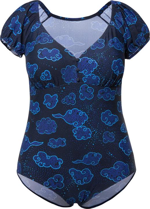 Image du produit Ulla Popken Maillot de bain, nuages, bonnets souples, manches bouffantes, matière recyclée (54)