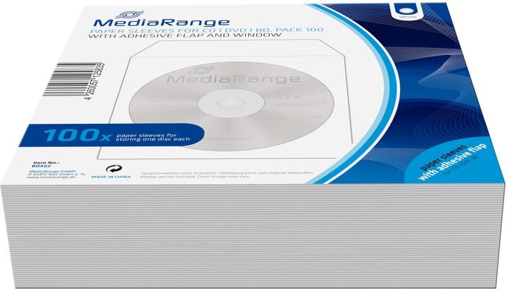 Image du produit MediaRange Pochettes en papier pour 1 disque, avec rabat adhésif et fenêtre de visualisation