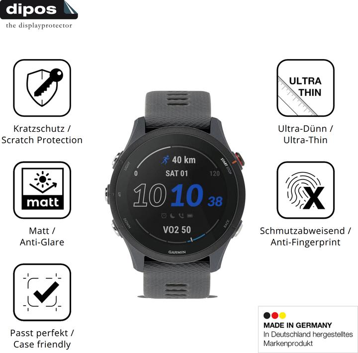 Produktbild Dipos Schutzfolie Matt für Garmin Forerunner 255