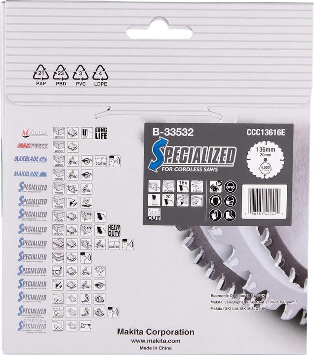 Image du produit Makita Lame de scie circulaire SPÉCIALISÉE 136