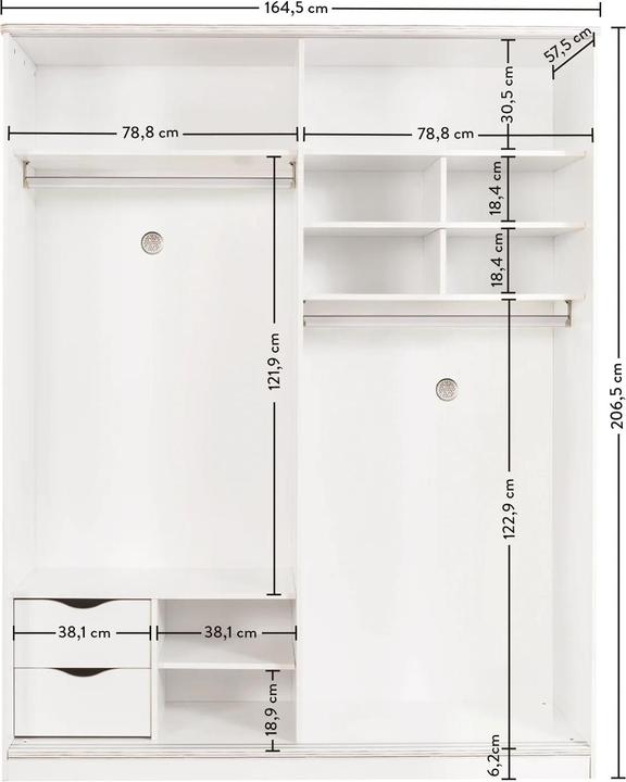 Produktbild Cilek Kleiderschrank White mit Schiebetüren (164 cm)