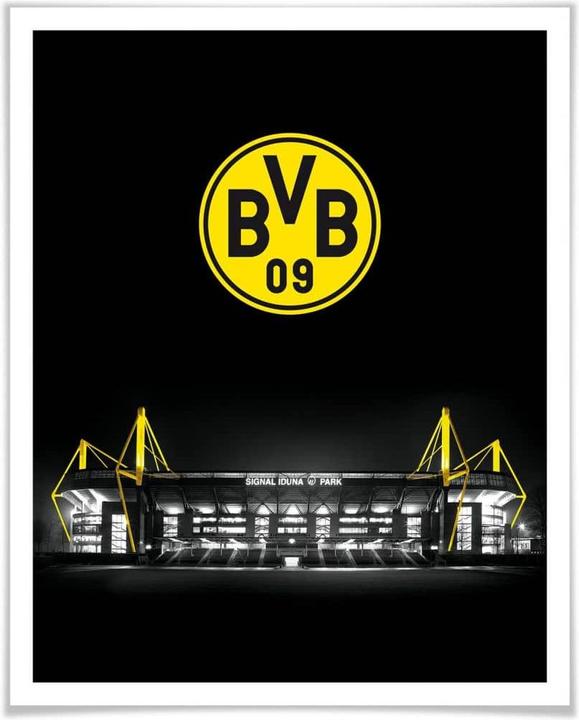 Borussia Dortmund BVB Signal Iduna Park bei Nacht Emblem (50 x 60 cm)