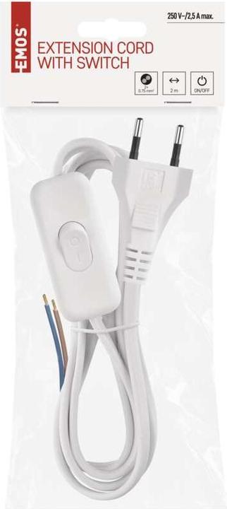 Immagine prodotto Emos Cavo di rete PVC 2x 0,75mm2, interruttore, 2m, bianco (2 m)
