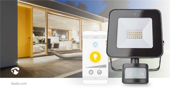 Produktbild Nedis SmartLife-Flutlicht - Bewegungssensor, 1500 lm, WLAN, 20 W, Dimmbar Weiss, 3000 (1500 lm, IP44)