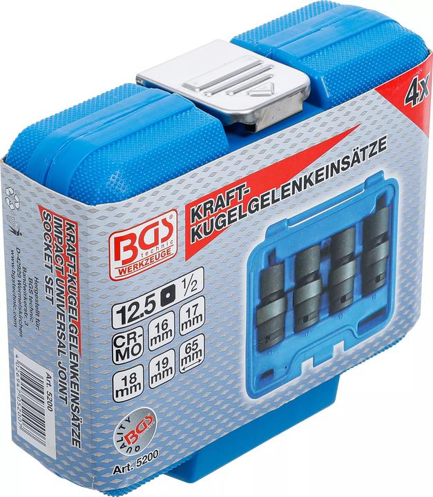 Actual product image BGS Impact Ball Joint Socket Set 12.5 mm (1/2") Drive 4 pcs. (19 mm)