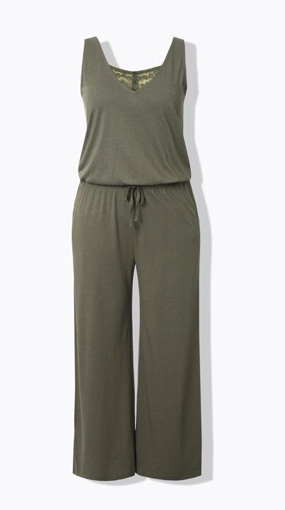 Actual product image Ulla Popken Lace Panel Sleeveless Jumpsuit (50, 52)