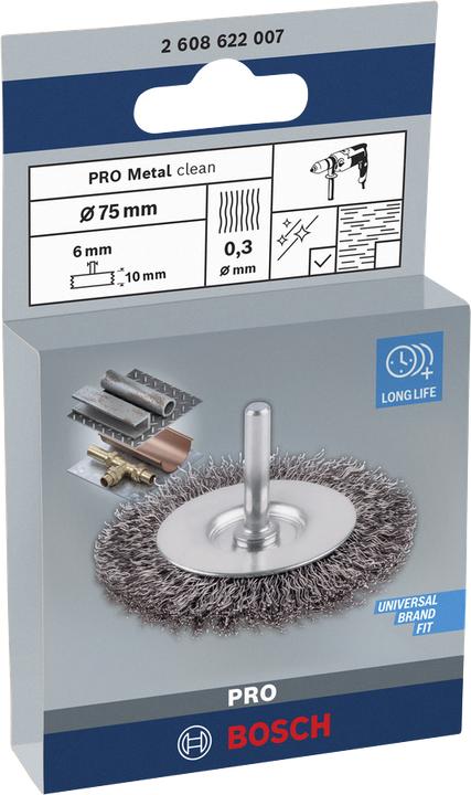 Produktbild Bosch Professional Zubehör PRO Metal clean Scheibenbürste, gerader Schaft, 75 x 0,3 mm