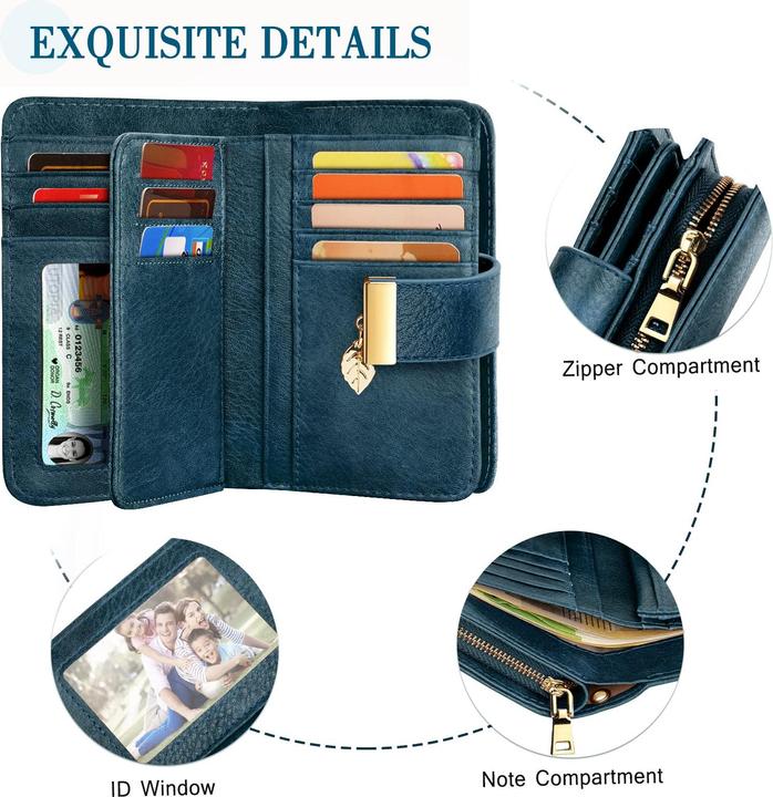 Produktbild Only-Bags.Store Ledergeldbörse Geldbörse mit vielen Fächern Brieftasche mit RFID-Schutz 18 Kartenfächer Geldbörsen