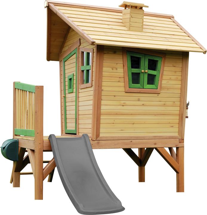 Produktbild Axi Robin Speelhuis in Bruin/Groen - Met Verdieping en Grijze Glijbaan - Speelhuisje voor de tuin / buit
