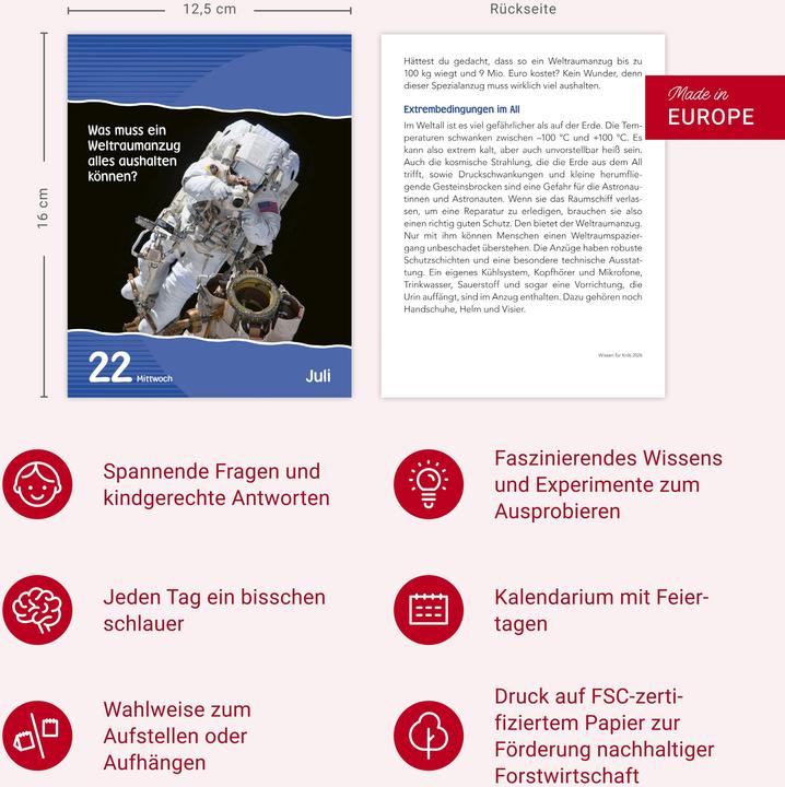 Produktbild Harenberg Wissen für Kids Tagesabreisskalender 2026