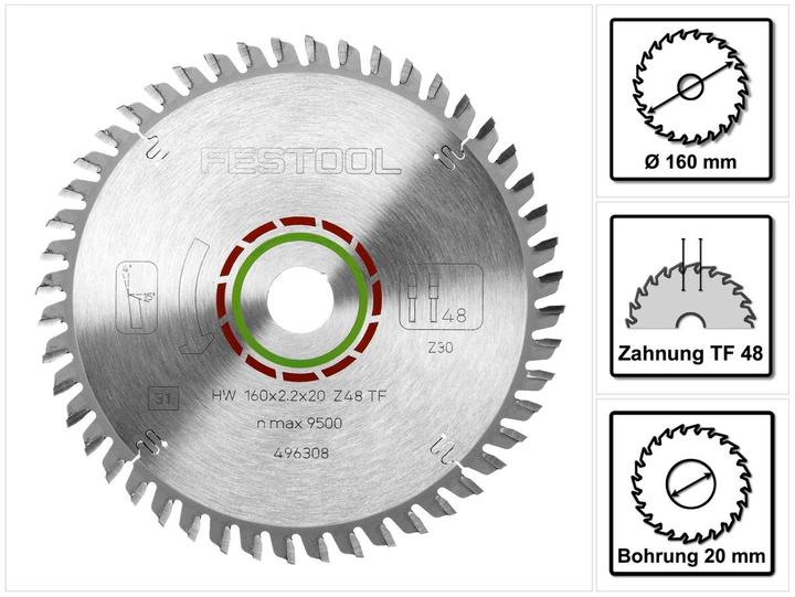 Produktbild Festool Kreissägeblatt HW 160x2,2x20 TF48