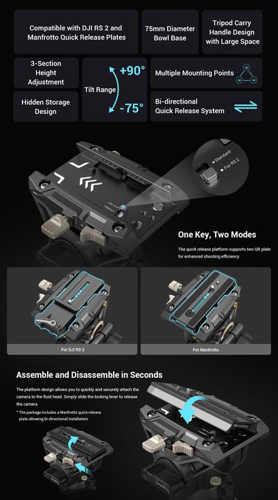 Immagine prodotto SmallRig AD-01 supporto per testa fluida ad alte prestazioni (Metallo)