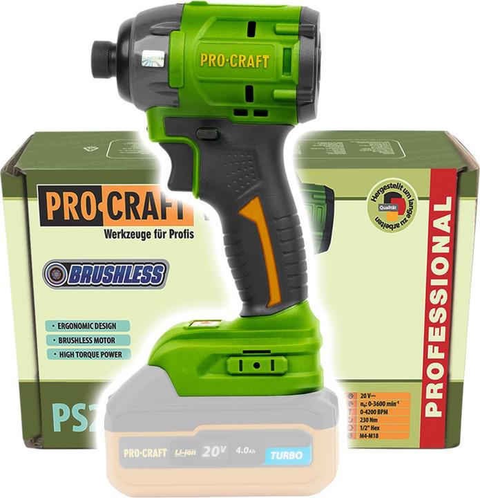 Produktbild Procraft PS22bb Akku Schlagschrauber 20 V 230 Nm 1/4" Brushless Solo - ohne Akku, ohne Ladegerät