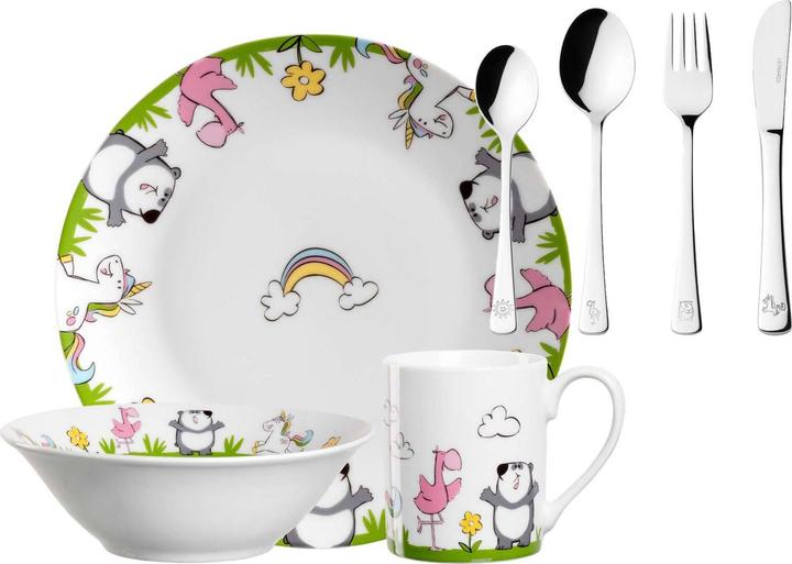Leonardo Vaisselle pour enfants avec couverts Licorne / Panda / Flamant rose Bambini
