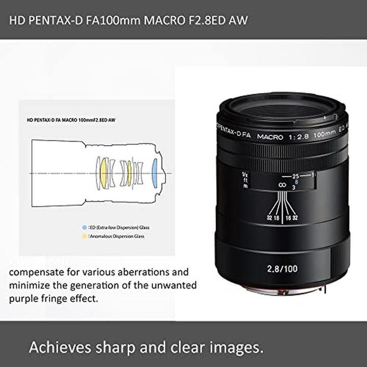 Productafbeelding Pentax HD DFA 100 Macro f2.8 ED AW Zwart (Pentax KAF, Volledig formaat, APS-C / DX)