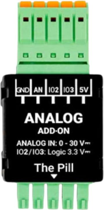 Actual product image Shelly · The Pill · Analog 0-30 V Add-on