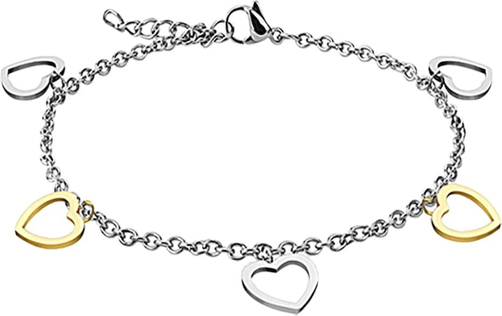 Star Piercing Kette silber mit Herzen vergoldet und silber (Chirurgenstahl 316L)