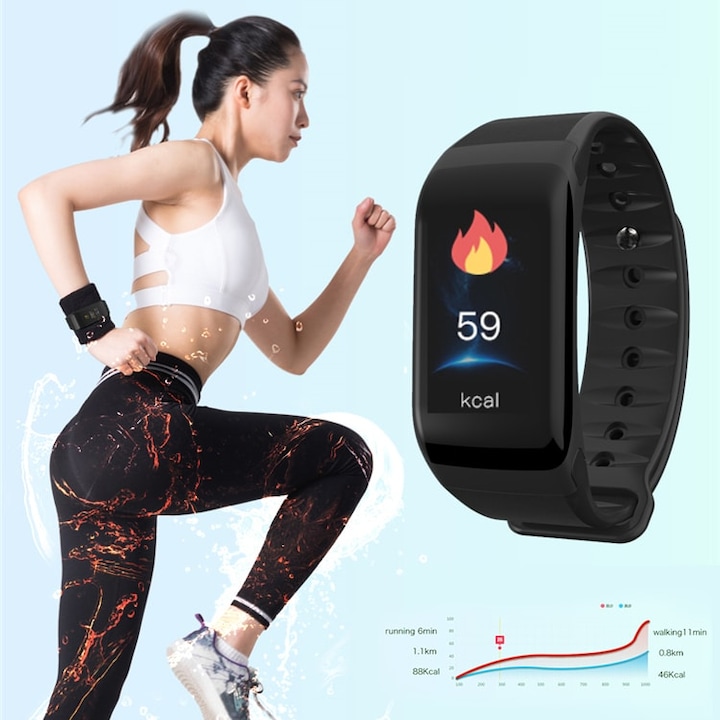 Actual product image JTI F1 Plus WearFit activity tracker with colour display - red