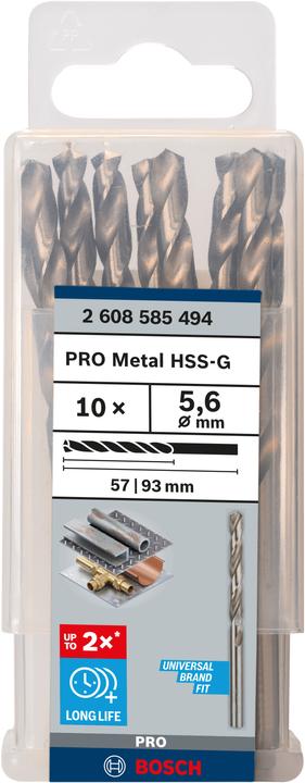 Produktbild Bosch Professional Zubehör PRO Metal HSS-G Spiralbohrer, 5,6 x 57 x 93 mm (5.6 mm)
