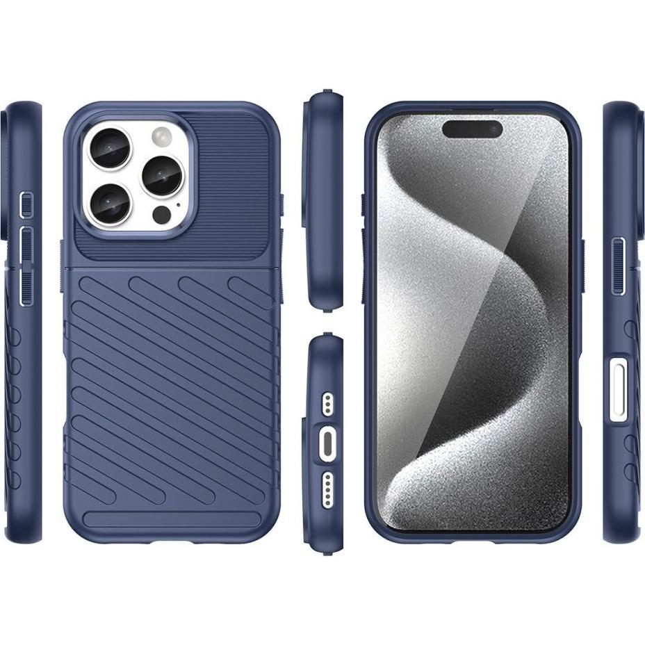 Thumbnail - Hurtel Thunder Case for iPhone 16 Pro Max Silicone Case - Blue (Apple iPhone 16 Pro Max), Smartphone Hülle, Blau