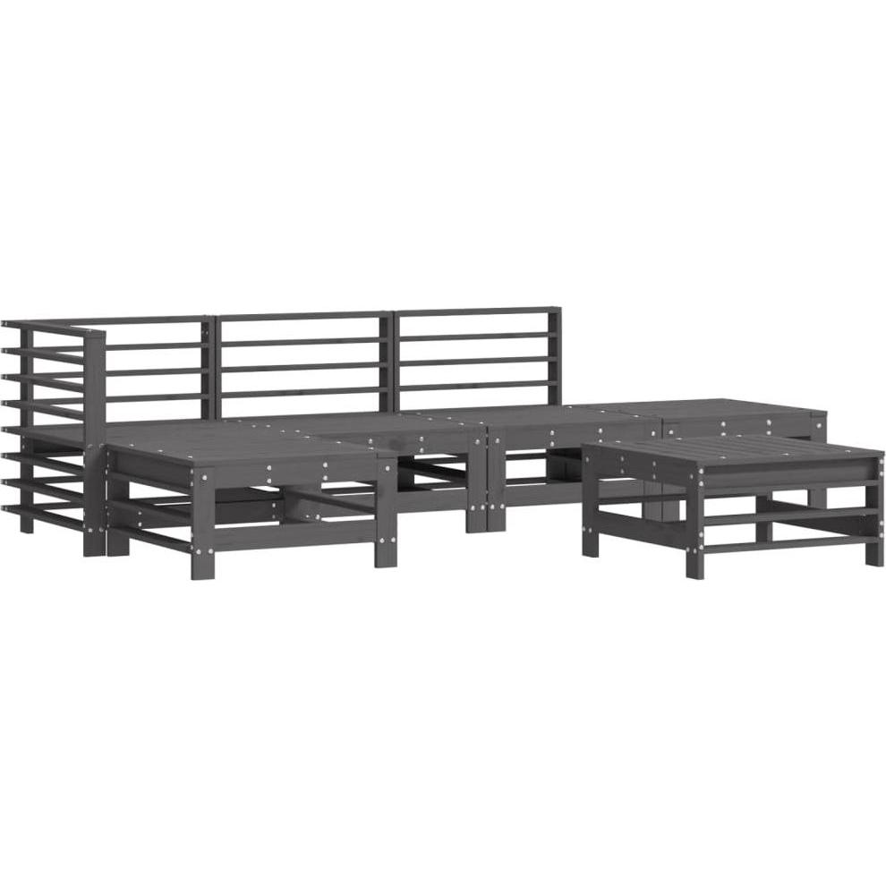 VidaXL, Gartenlounge, 6-tlg. Garten-Lounge-Set Grau Massivholz Kiefer,Farbe