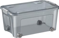 Cep Boîte de rangement SHADOW, avec roulettes, 43 litres transparent gris fumé, en PP recyclé, avec (43 l)