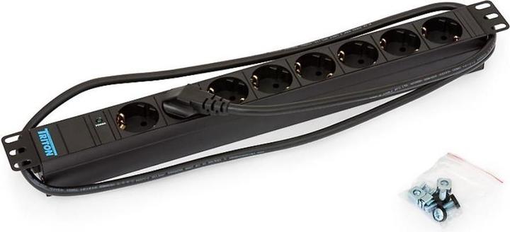 Produktbild Triton RAB-PD-X06-A1 - 19-Zoll-Steckdosenleiste mit Kontrollampe, 1 HE (8x, 2 m)