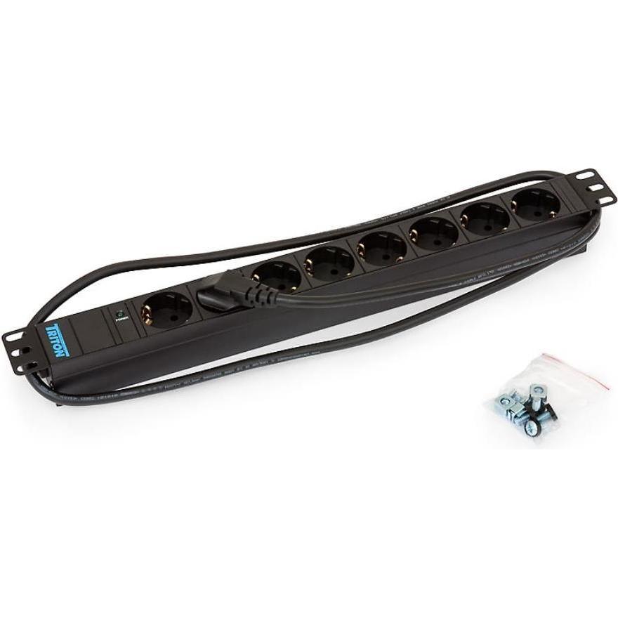 Triton RAB-PD-X06-A1 - 19-Zoll-Steckdosenleiste mit Kontrollampe, 1 HE (8 x, 2 m) (RAB-PD-X06-A1)