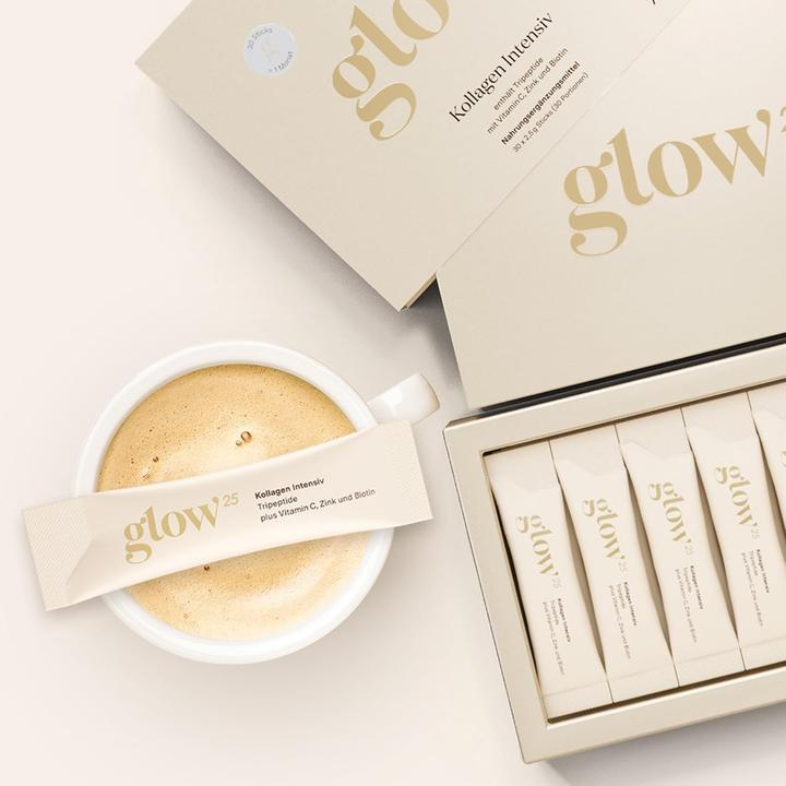 Produktbild Glow25 Kollagen Intensiv mit Tripeptiden, Vitamin C, Zink und Biotin (30 Stück, Pulver, 75 g)