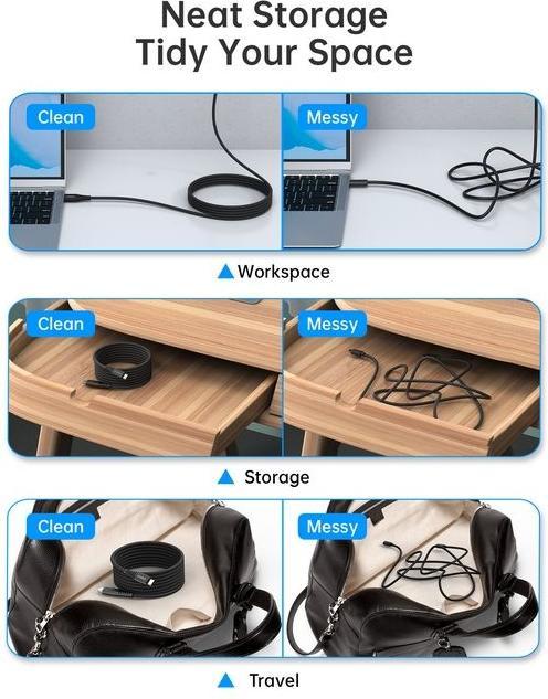 Image du produit Choetech XCC-1051 Câble USB-C vers USB-C, PD 240W 1.8m (noir) (1.80 m, USB 3.1, 240 W)
