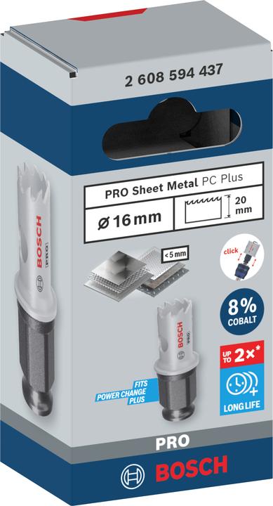 Immagine prodotto Bosch Professional Zubehör Sega a tazza PRO Sheet Metal PC Plus, 16 mm (16 millimetri)