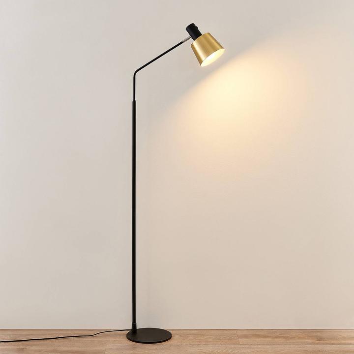 Actual product image Lindby Vlada floor lamp for reading, brass, black (E27)
