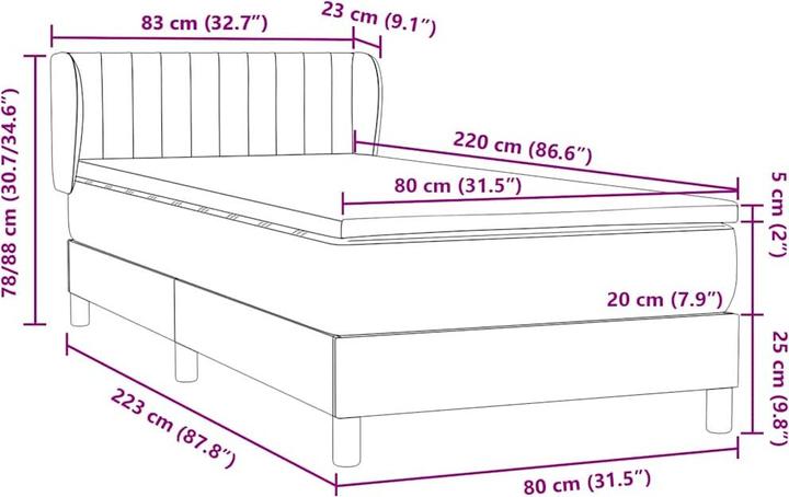 Produktbild vidaXL Boxspringbett (80 x 220 cm)