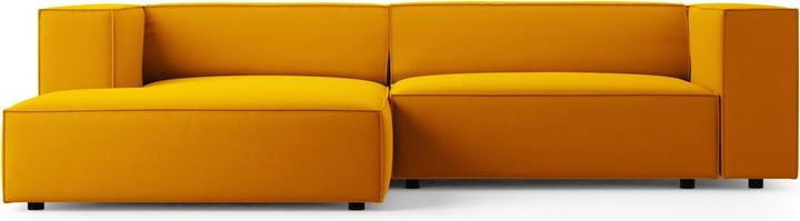 Actual product image Cosmopolitan Design Velvet Left Corner Sofa, "Arendal", 3 Seats, Yellow, 224x166x70 Made in Europe (Corner sofa)