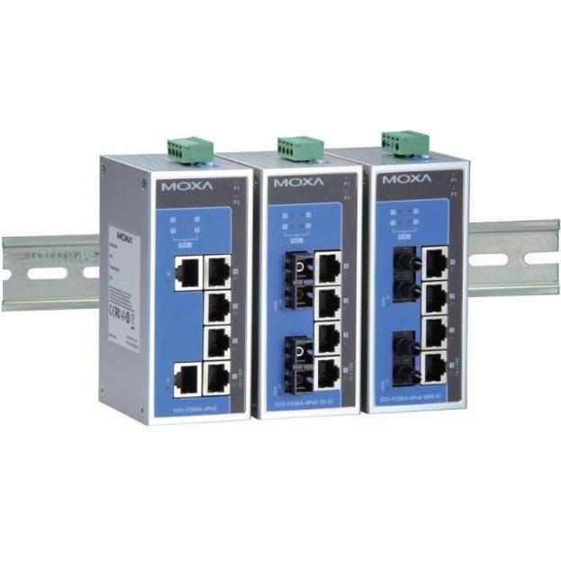 Thumbnail - Moxa EtherDevice Switch EDS-P206A-4PoE-MM-ST - Switch - unmanaged - 4 x 10/100 (PoE+) (RJ45 (4x)), Netzwerkadapter, Grau
