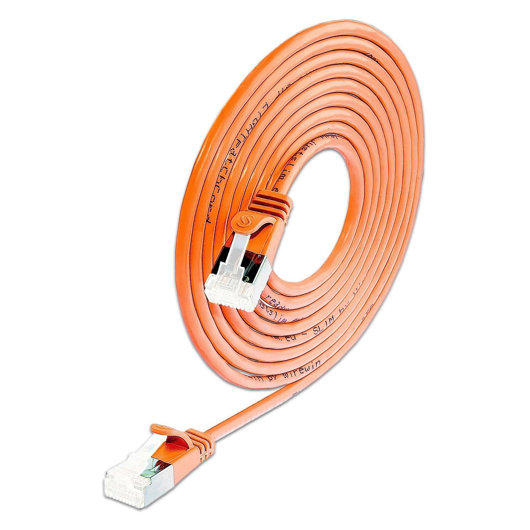 Slim Wirewin Patchkabel Cat 6A, U/Ftp, 0.5 M, Orange (Stp, U/Ftp, Cat6a, 0.50 M), Cavo Di Rete