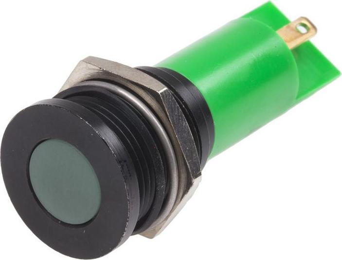 Produktbild RS PRO LED flach 16mm schwarz 12VAC/DC grün