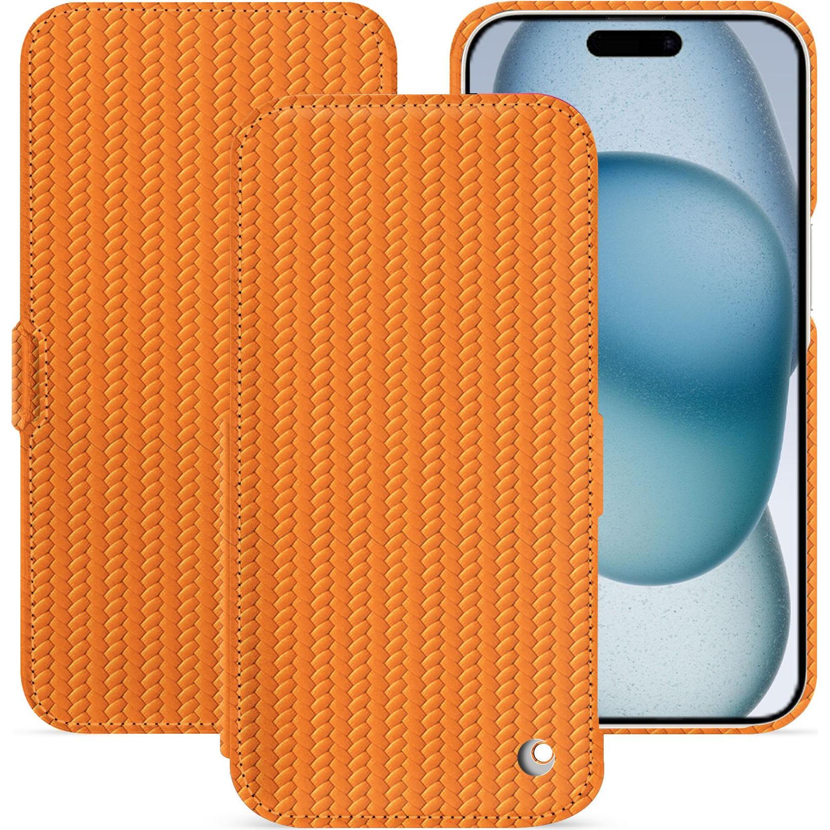 Noreve Lederschutzhülle horizontal (Apple iPhone 15), Smartphone Hülle, Orange