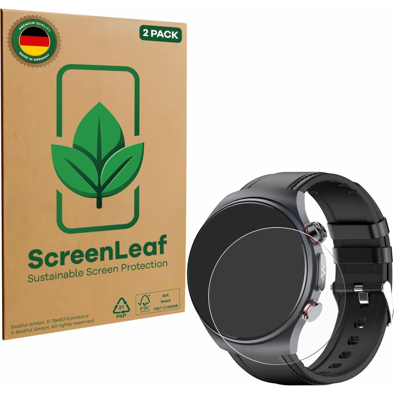 ScreenLeaf Pellicola protettiva, Proteggi Schermo Sostenibili, Clear, Antigraffio, Pellicola protettiva per smartwatch, Trasparente