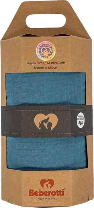 Immagine prodotto Beberotti Coperta in mussola organica blu (120 cm, 120 cm)