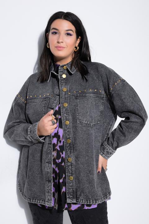 Immagine prodotto Studio Untold Camicia di jeans dal taglio oversize con stile vintage e rivetti decorativi (58, 60)