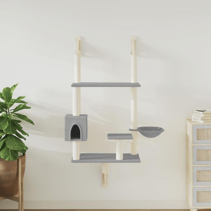 Produktbild vidaXL Kratzbaum Wandmontage (153 cm, Hellgrau)