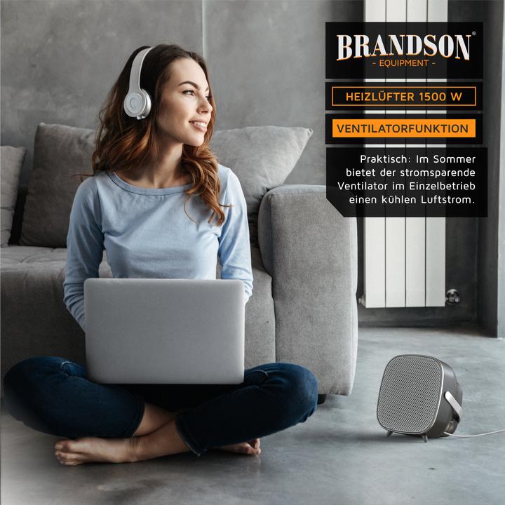 Actual product image Brandson KeramiK fan heater 1500 W, bathroom quick heater with temperature control, energy-saving, quiet (1500 W)