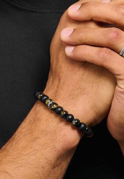 Actual product image Thomas Sabo Armband Obsidian und Tigerauge (17 cm, Obsidian, Silver, Tiger's eye)