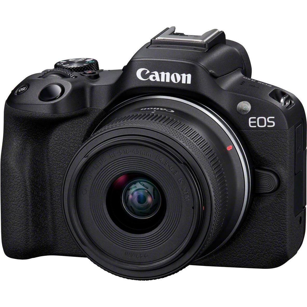 Canon Nero Eos R50 Kit (Eu) (18 - 45 Mm, 24.20 Mpx, Aps-C / Dx), Fotocamera,