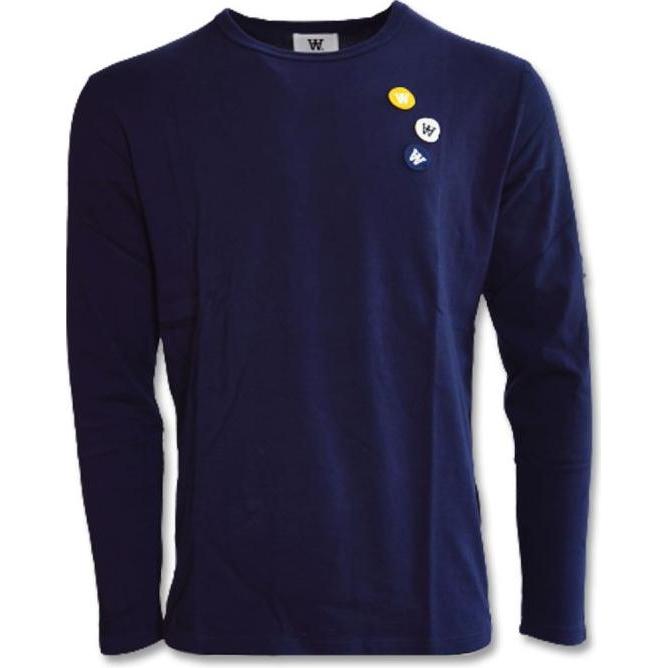 Wood Wood, Uomini, Felpa + Maglione, Men's Longsleeve Mel patches sweatshirt - 10235402-2323-Navy, Blu, (M)
