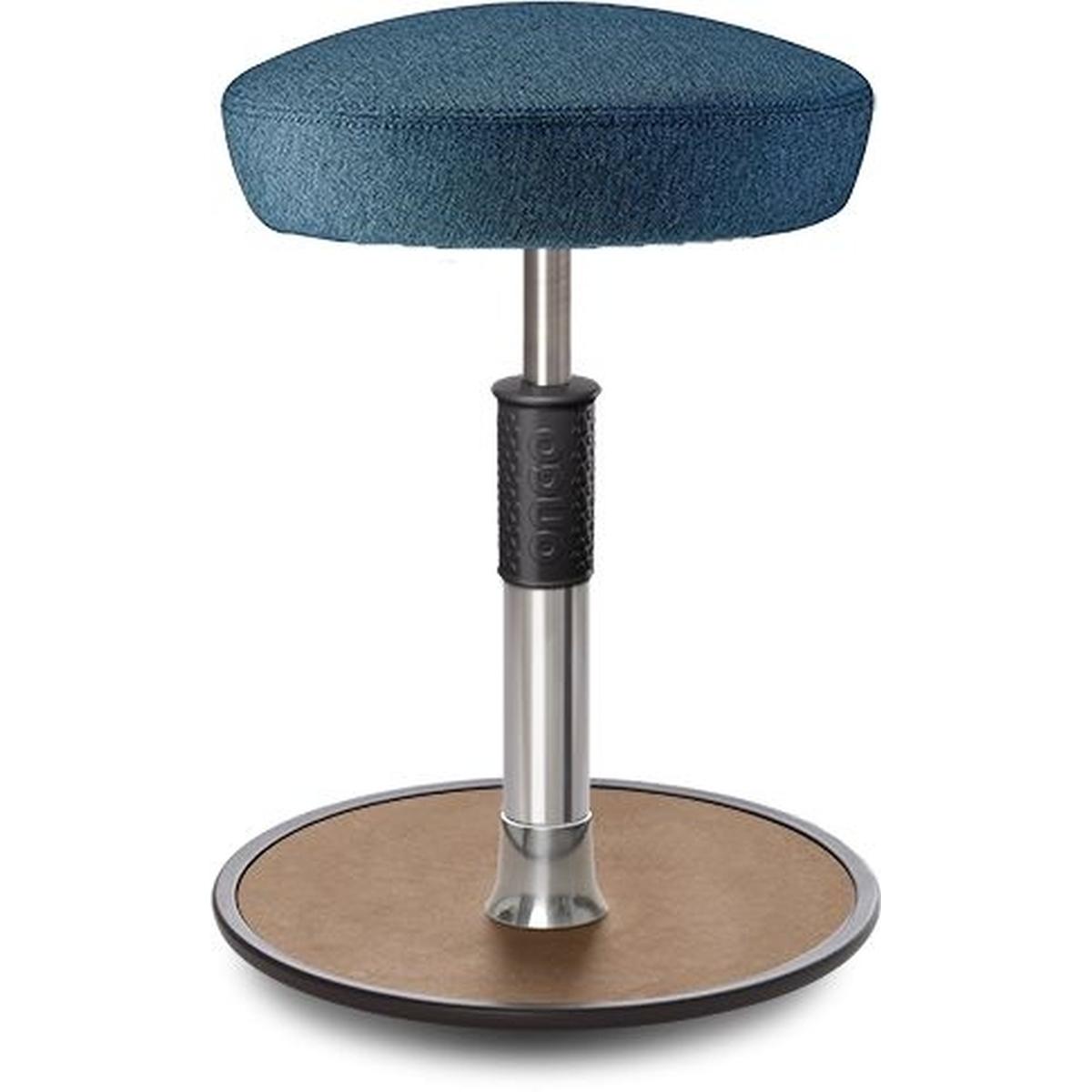 Ongo, Bürostuhl, Sitz- Stehhocker Free Regular Hutsitz Camira Rivet Ozeanblau Chrom /Natur