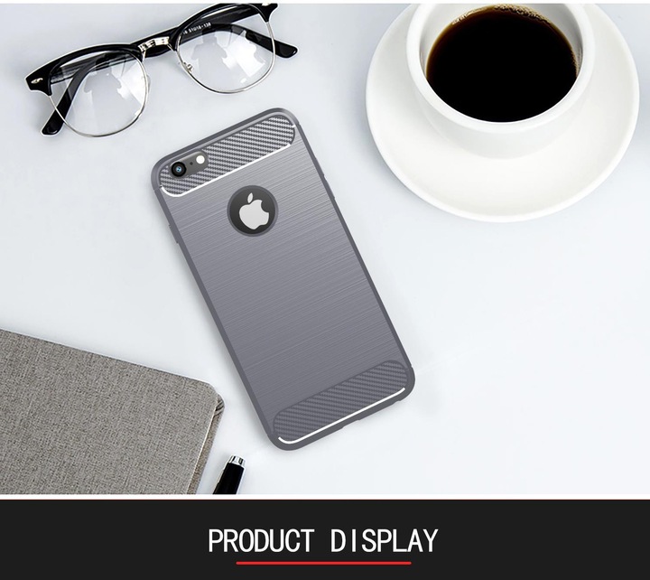Immagine prodotto Cadorabo TPU Ultra sottile in acciaio inossidabile al carbonio Combi Cover (Apple iPhone 6 Plus)